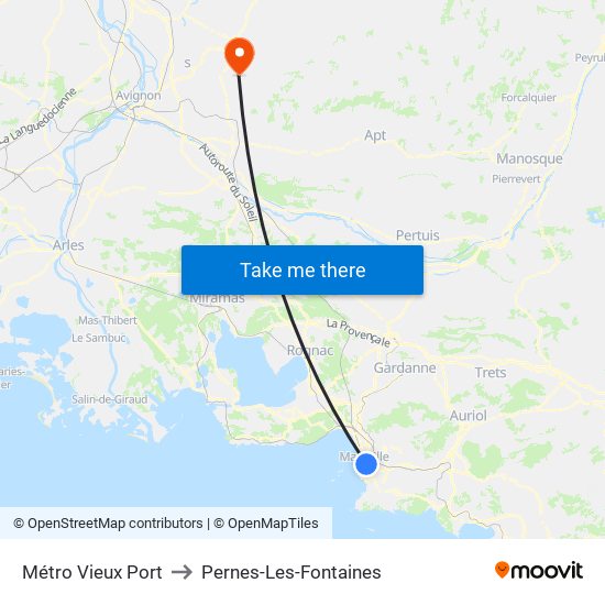 Métro Vieux Port to Pernes-Les-Fontaines map