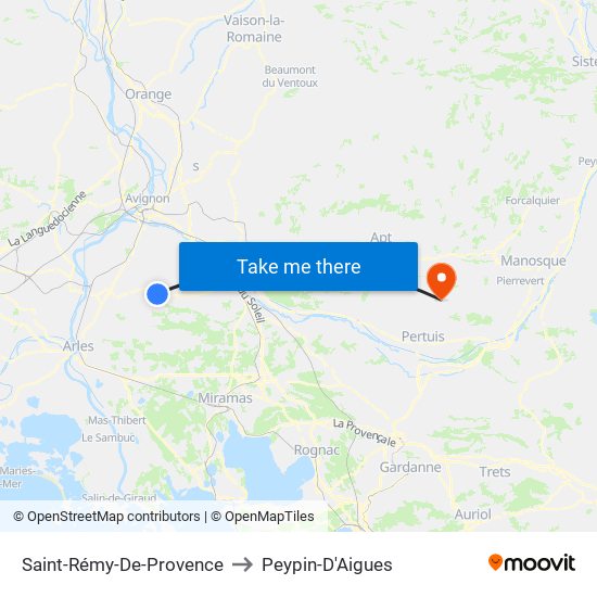 Saint-Rémy-De-Provence to Peypin-D'Aigues map