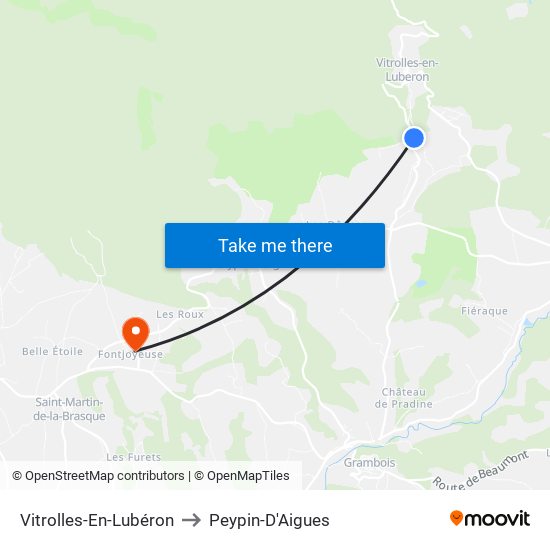 Vitrolles-En-Lubéron to Peypin-D'Aigues map