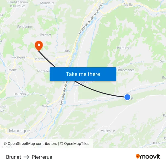 Brunet to Pierrerue map