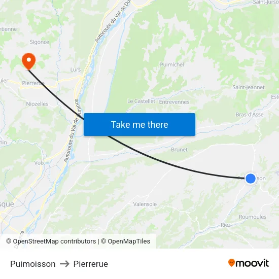 Puimoisson to Pierrerue map