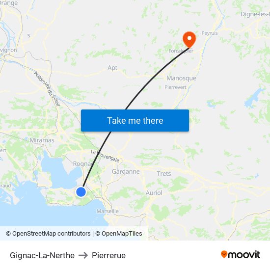 Gignac-La-Nerthe to Pierrerue map