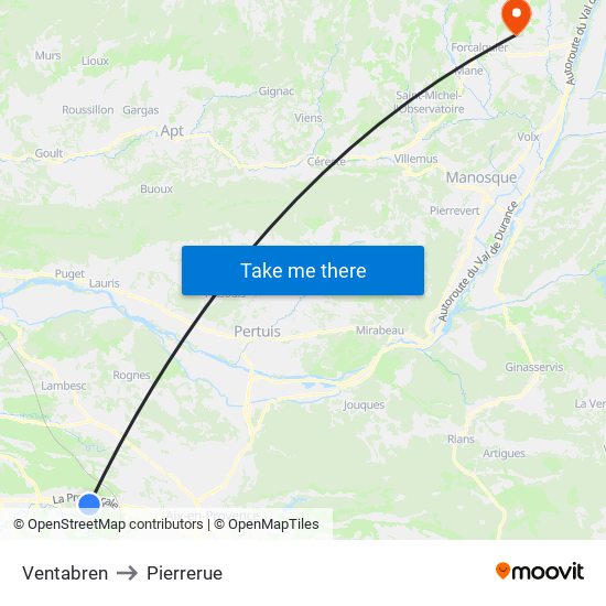 Ventabren to Pierrerue map