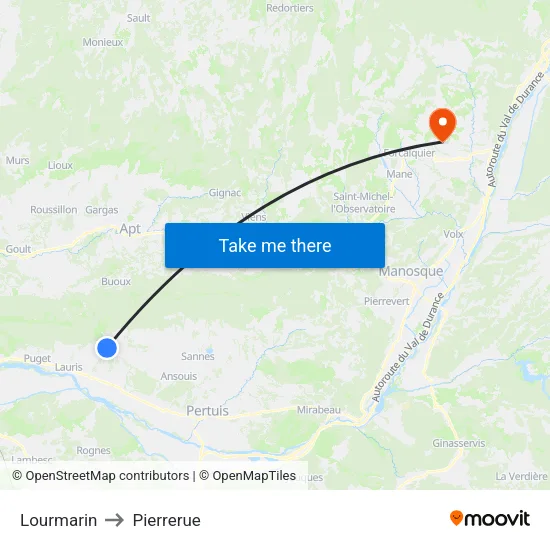 Lourmarin to Pierrerue map