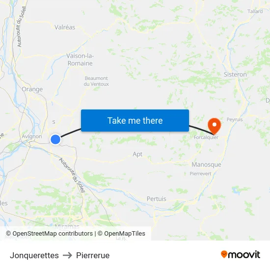 Jonquerettes to Pierrerue map