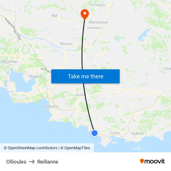 Ollioules to Reillanne map