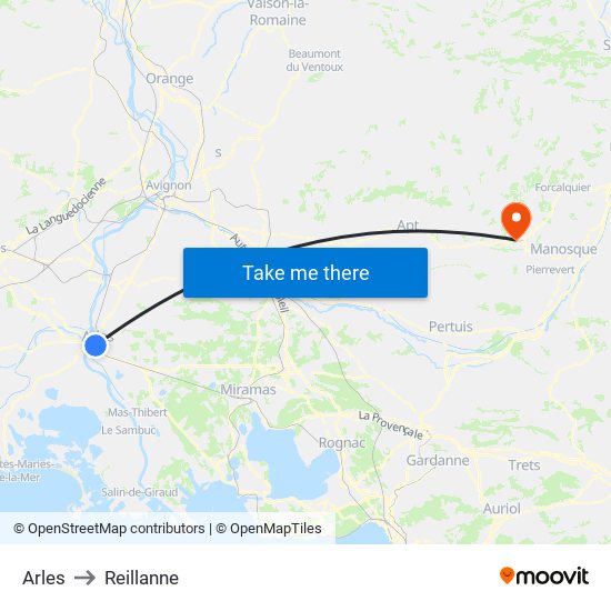 Arles to Reillanne map