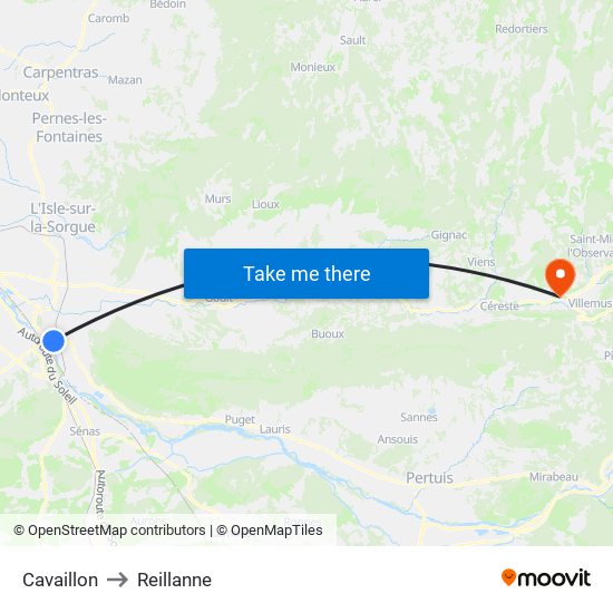 Cavaillon to Reillanne map