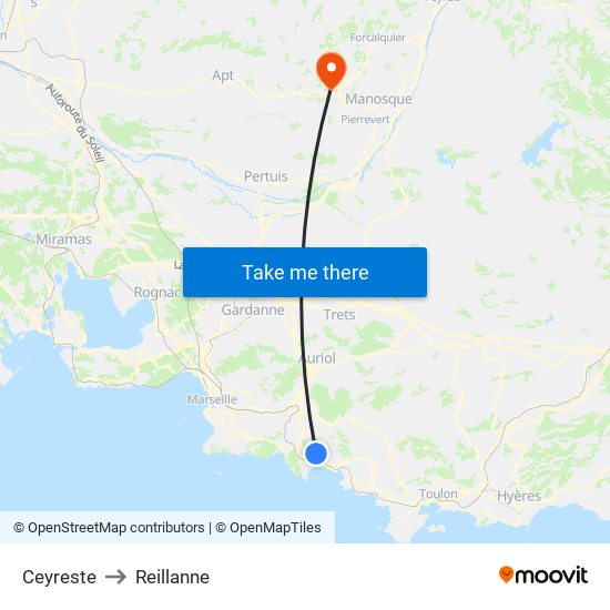 Ceyreste to Reillanne map