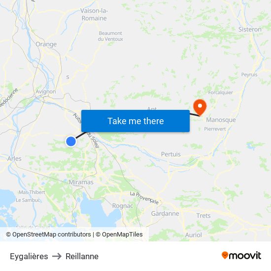 Eygalières to Reillanne map