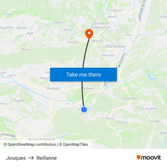 Jouques to Reillanne map