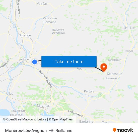 Morières-Lès-Avignon to Reillanne map