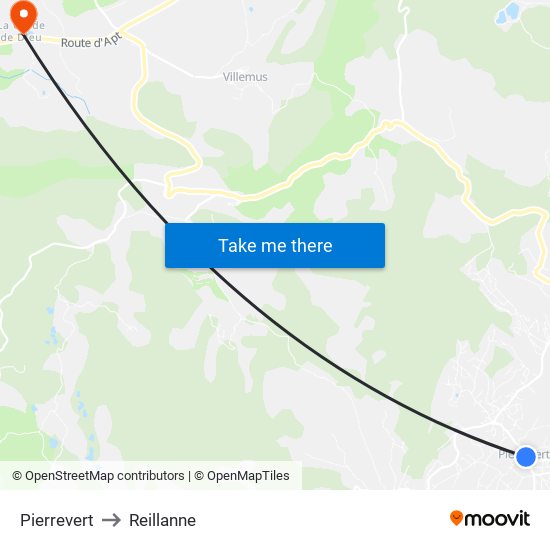 Pierrevert to Reillanne map