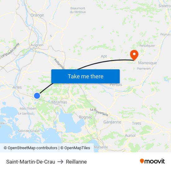 Saint-Martin-De-Crau to Reillanne map