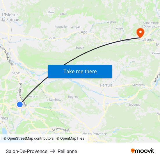 Salon-De-Provence to Reillanne map