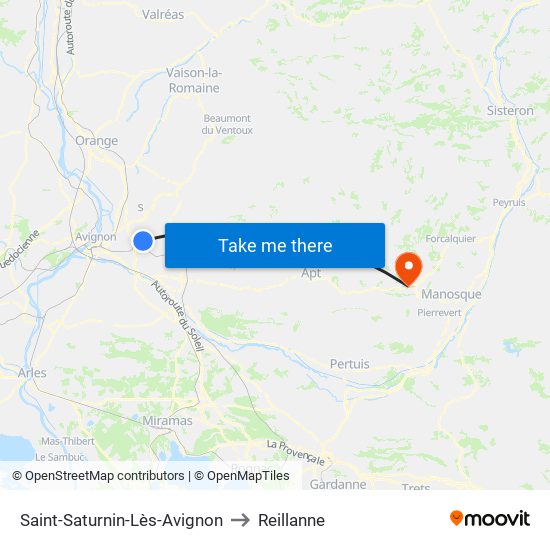 Saint-Saturnin-Lès-Avignon to Reillanne map