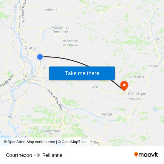 Courthézon to Reillanne map