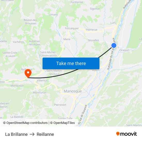 La Brillanne to Reillanne map