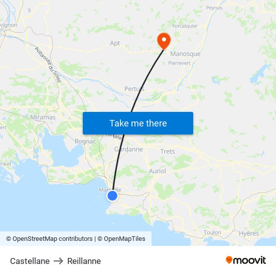 Castellane to Reillanne map