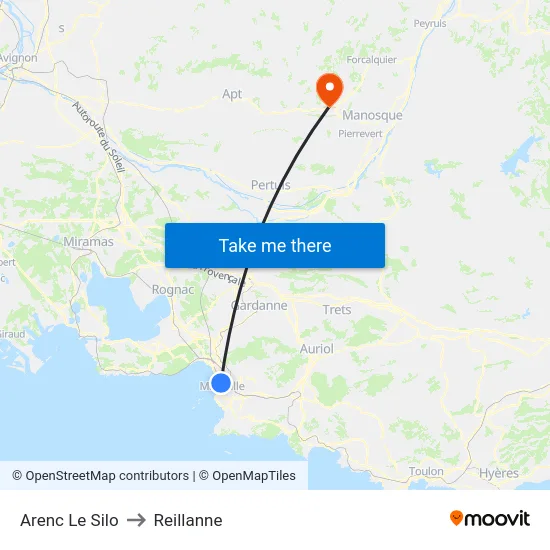 Arenc Le Silo to Reillanne map