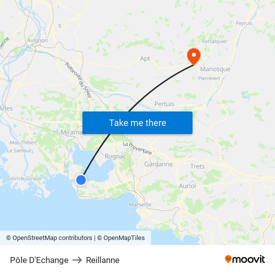 Pôle D'Echange to Reillanne map