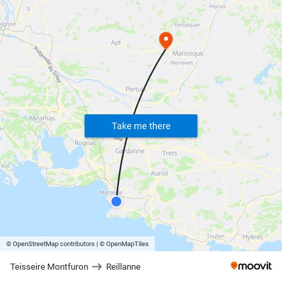 Teisseire Montfuron to Reillanne map