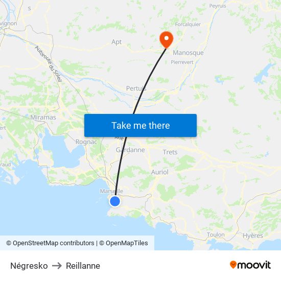 Négresko to Reillanne map