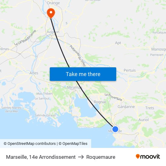 Marseille, 14e Arrondissement to Roquemaure map