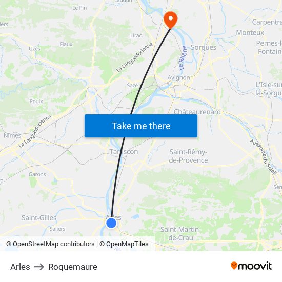 Arles to Roquemaure map