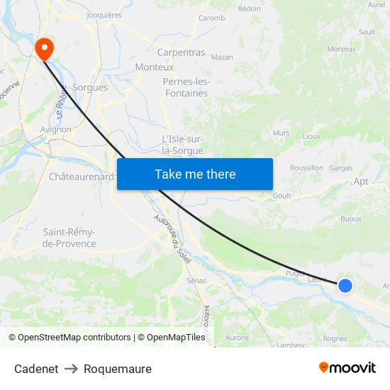 Cadenet to Roquemaure map