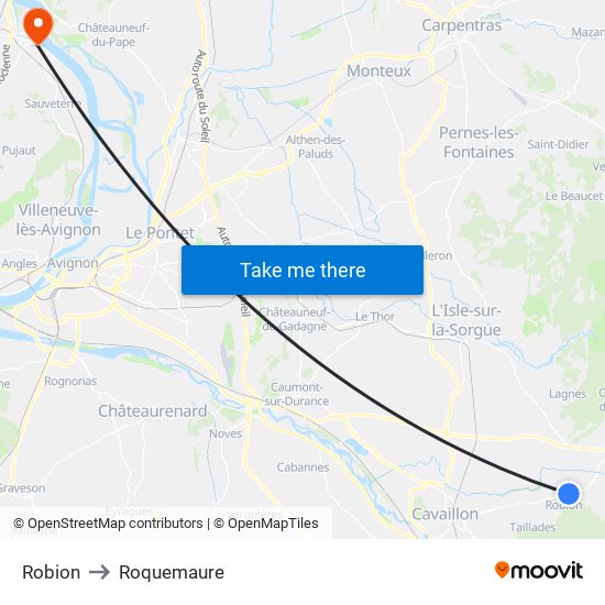 Robion to Roquemaure map