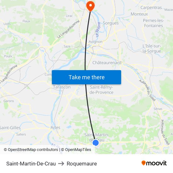 Saint-Martin-De-Crau to Roquemaure map