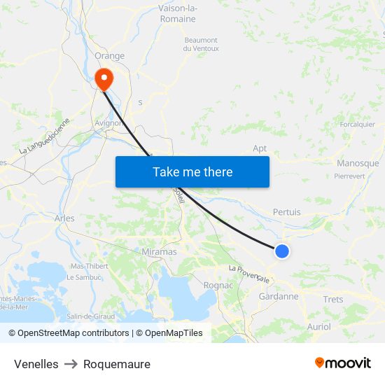 Venelles to Roquemaure map