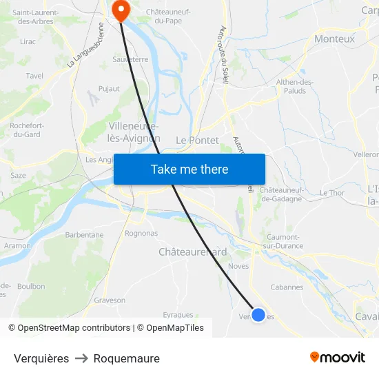 Verquières to Roquemaure map