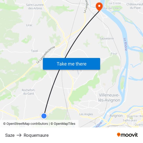 Saze to Roquemaure map