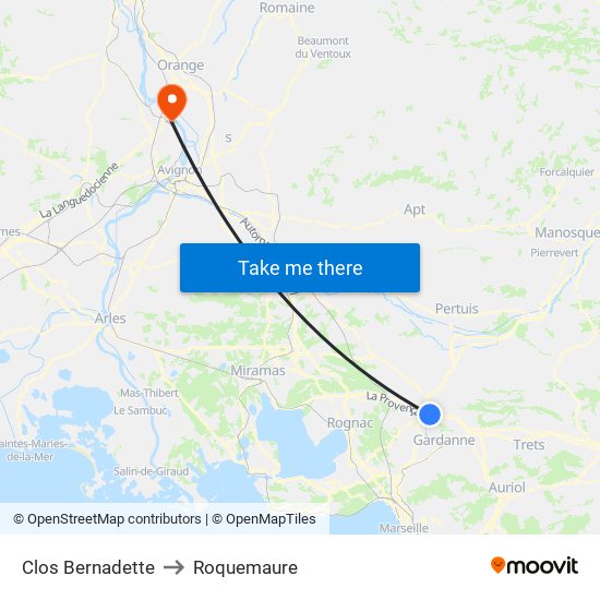 Clos Bernadette to Roquemaure map