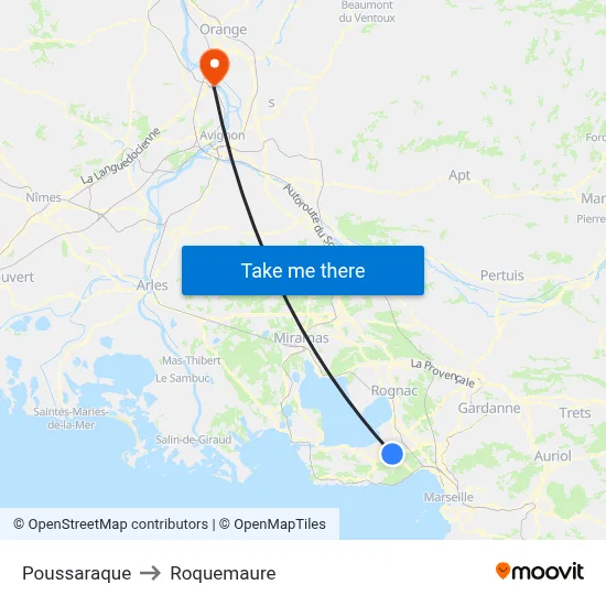 Poussaraque to Roquemaure map
