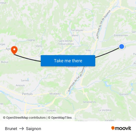 Brunet to Saignon map