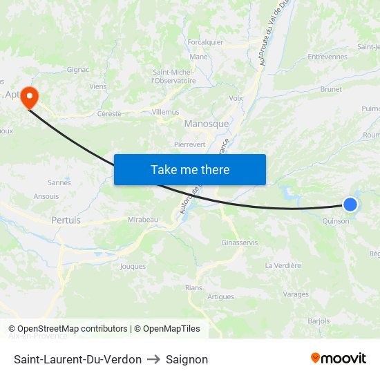 Saint-Laurent-Du-Verdon to Saignon map