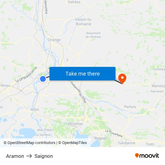 Aramon to Saignon map