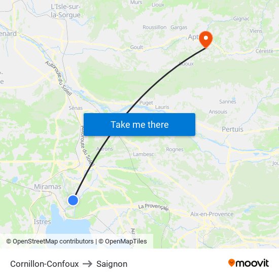 Cornillon-Confoux to Saignon map