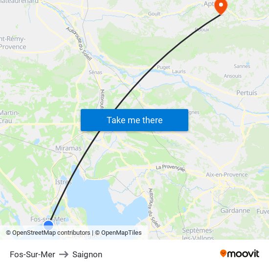 Fos-Sur-Mer to Saignon map