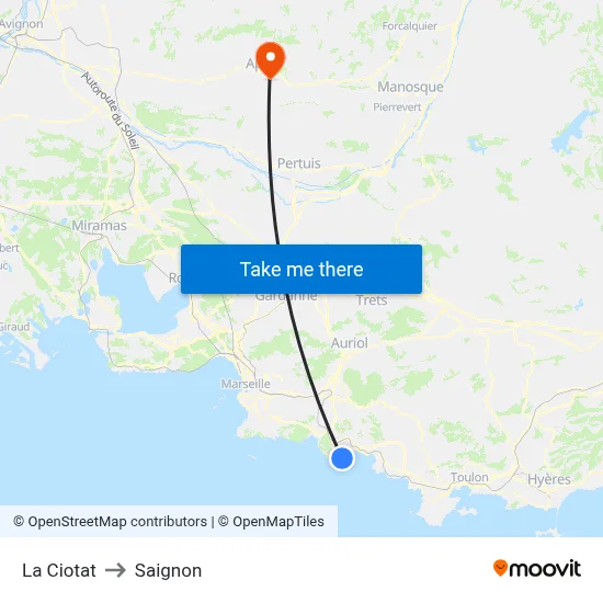 La Ciotat to Saignon map
