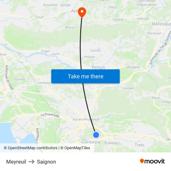 Meyreuil to Saignon map