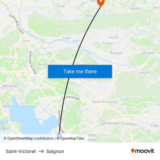 Saint-Victoret to Saignon map