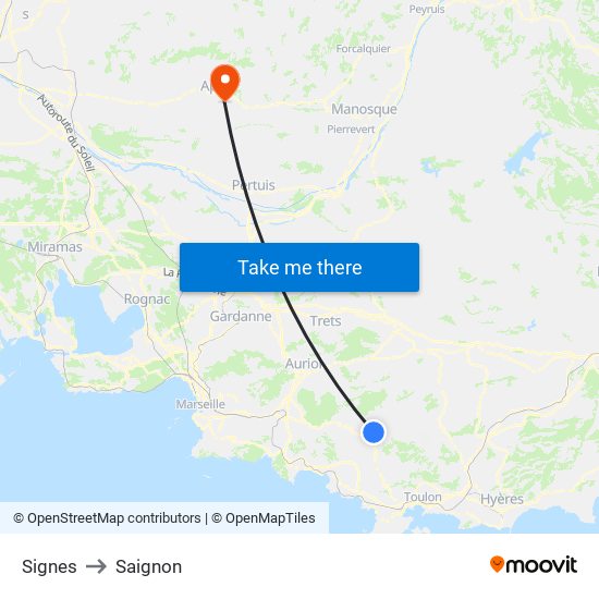 Signes to Saignon map