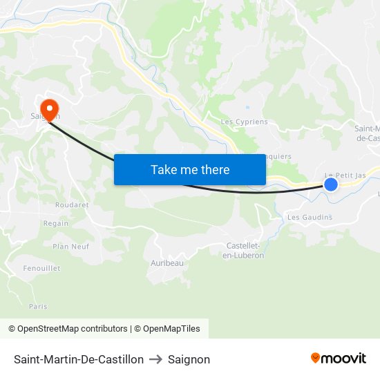 Saint-Martin-De-Castillon to Saignon map