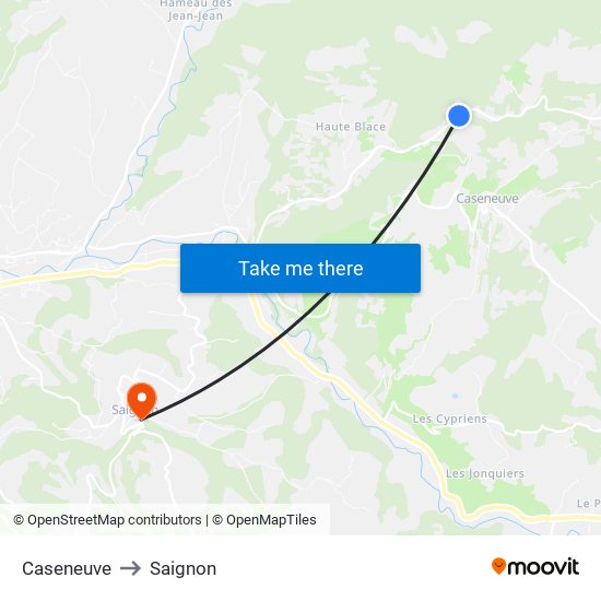 Caseneuve to Saignon map