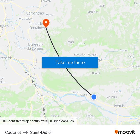 Cadenet to Saint-Didier map