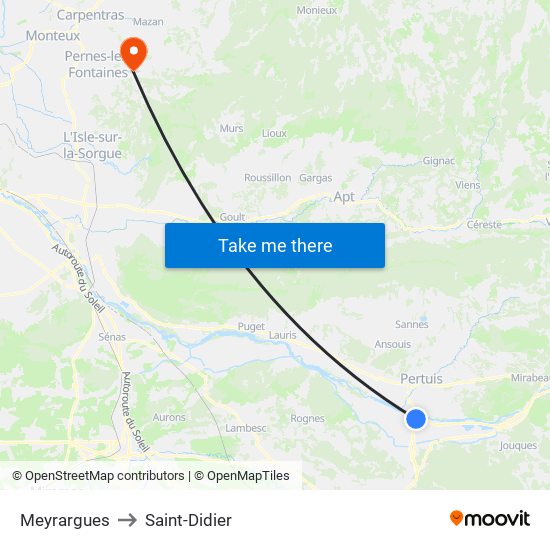 Meyrargues to Saint-Didier map